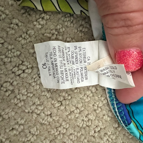 Trina Turk Bikini Set Multicolor Print Halter Top & Tie Side Bottoms Size 10/12 - Picture 3 of 5